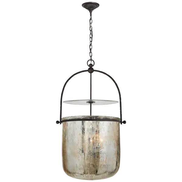 Traditional Style Pendant Light Mercury Glass - Aged Iron