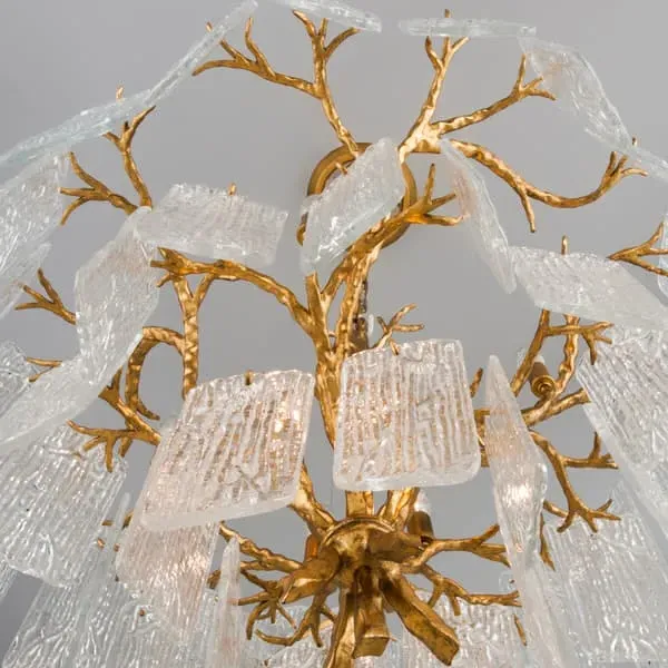 Tree Branch Chandelier with Glass Crystals - Gold, Metal
