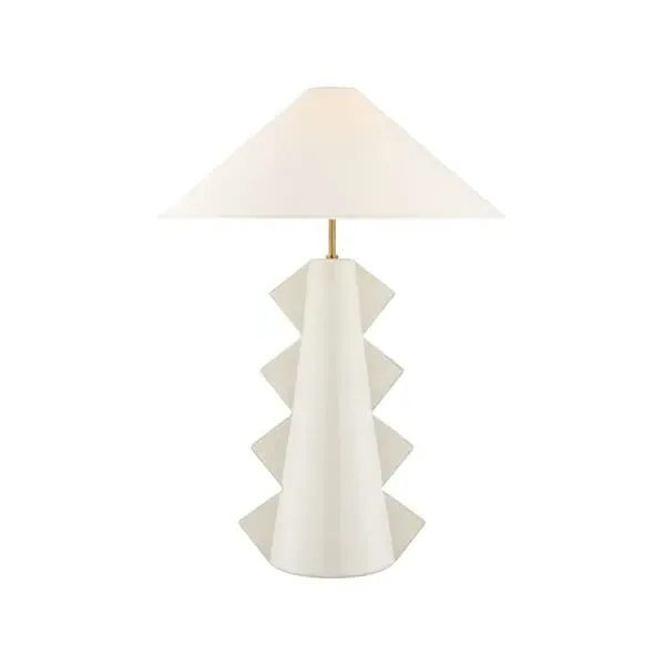 Triangular Table Lamp with Shade - Ivory, Ceramic