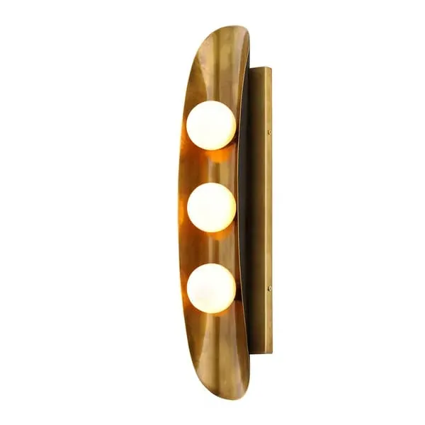 Triple Wall Light with Glass Spheres - Black, Brass