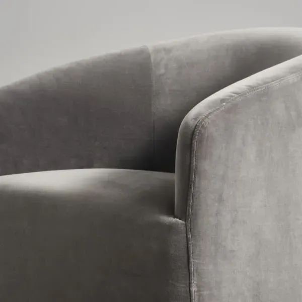 Tub Dining Chair with Casters - Ash, Velvet