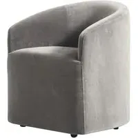 Tub Dining Chair with Casters - Ash, Velvet