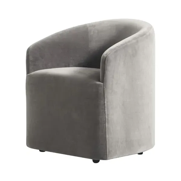 Tub Dining Chair with Casters - Ash, Velvet image