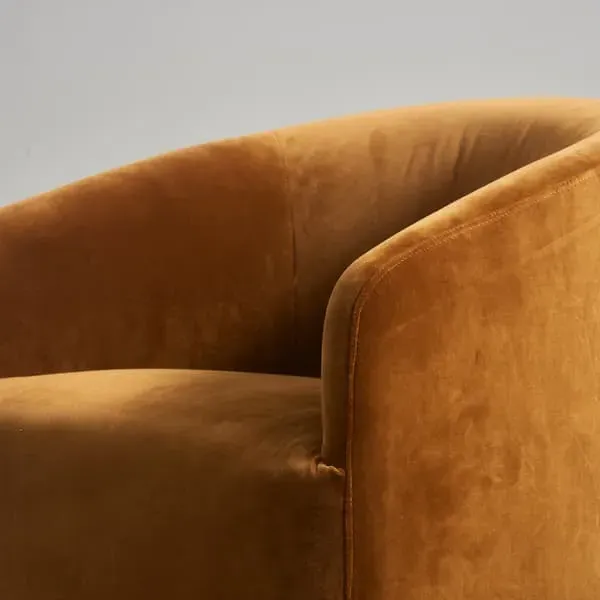 Tub Dining Chair with Casters - Caramel, Velvet