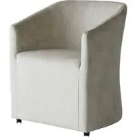 Tub Dining Chair with Casters - Grey, Velvet