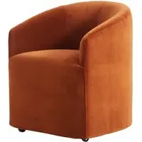 Tub Dining Chair with Casters - Ochre, Velvet
