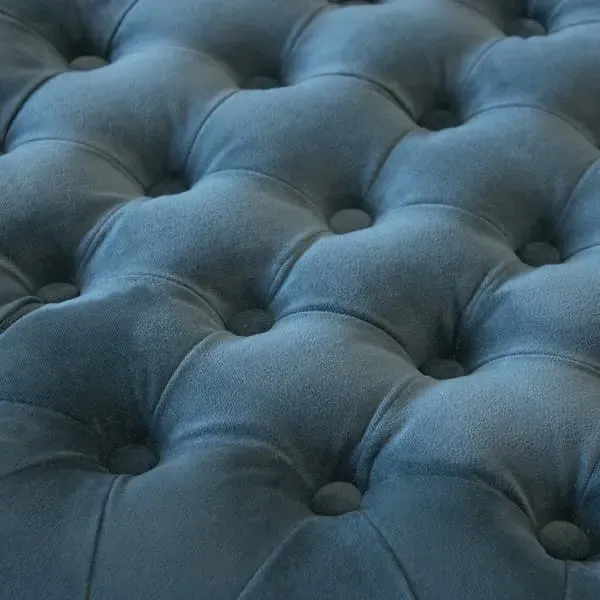 Tufted Ottoman Stool - Teal, Velvet