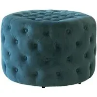 Tufted Ottoman Stool - Teal, Velvet