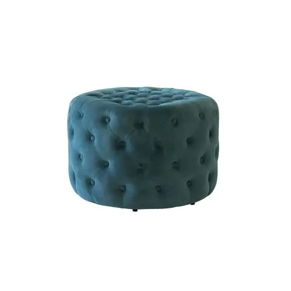 Tufted Ottoman Stool - Teal, Velvet image