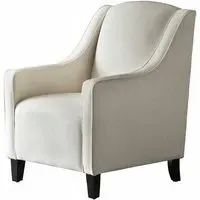 Upright Armchair with Curved Arms - Cream, Linen