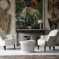 Victoria Armchair Handwoven - White, Moroccan