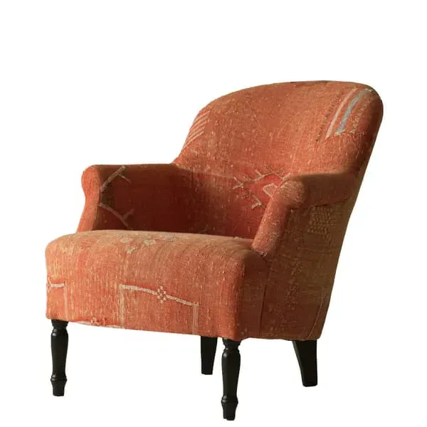 Victoria Armchair - Orange, Moroccan Fabric
