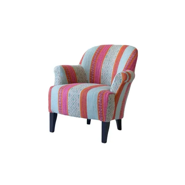 Victoria Armchair with Rollover Arms - Teal, Cotton