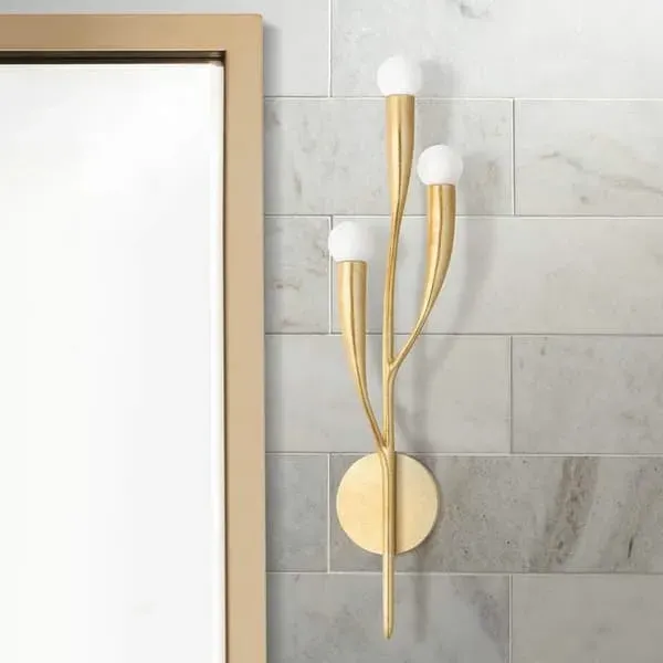 Wall Light with 3 Arms - Gold, Metal