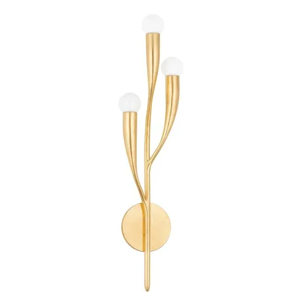 Wall Light with 3 Arms - Gold, Metal image