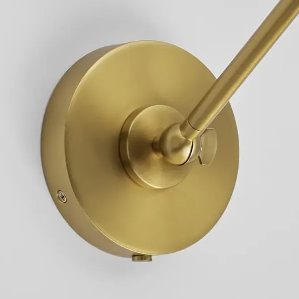 Wall Light with Brass Accent - White, Metal