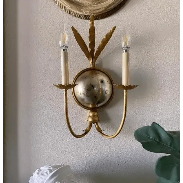 Wall Light with Candle Design - Gold, Iron
