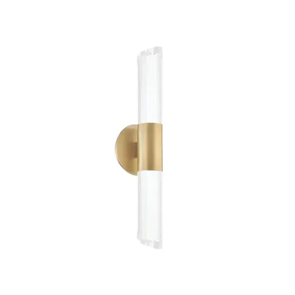 Wall Light with Crystal - Aged Brass, Metal