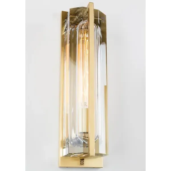 Wall Light with Crystal Shade - Brass, Metal