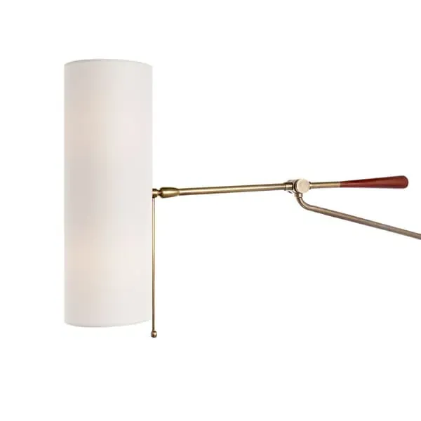 Wall Light with Cylindrical Shade - Brass, Mahogany image