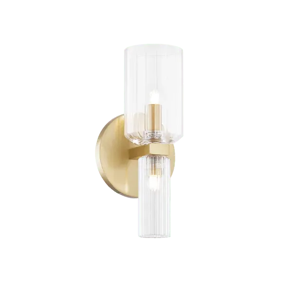 Wall Light with Dual Shades - Brass image