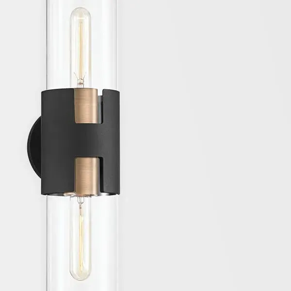 Wall Light with Dual Shades - Patina Brass