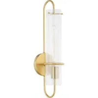 Wall Light with Fluted Glass - Aged Brass