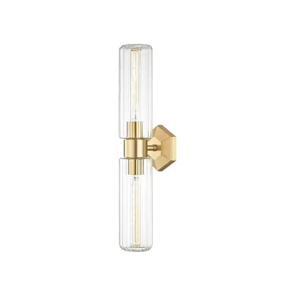 Wall Light with Fluted Glass - Aged Brass