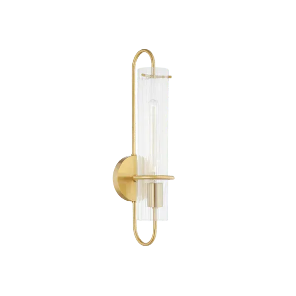 Wall Light with Fluted Glass - Aged Brass image