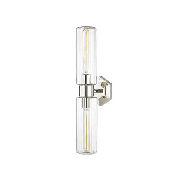 Wall Light with Fluted Glass - Polished Nickel image