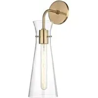Wall Light with Glass Shade - Aged Brass