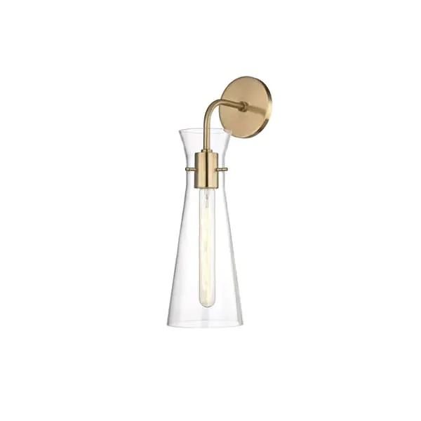 Wall Light with Glass Shade - Aged Brass