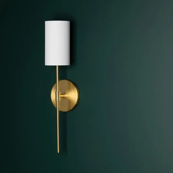 Wall Light with Linen Shade - Aged Brass, Metal