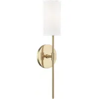 Wall Light with Linen Shade - Aged Brass, Metal