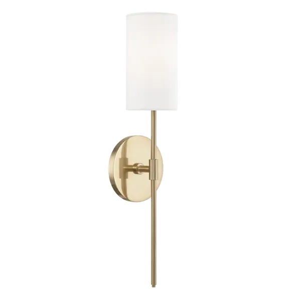 Wall Light with Linen Shade - Aged Brass, Metal image