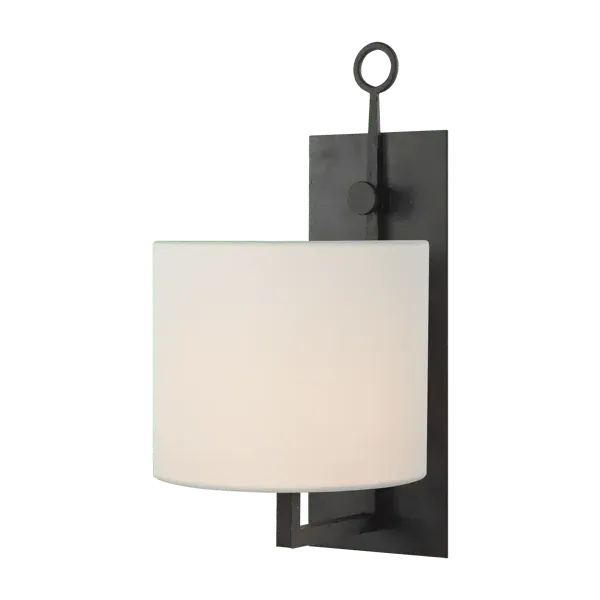 Wall Light with Linen Shade - Black, Iron image