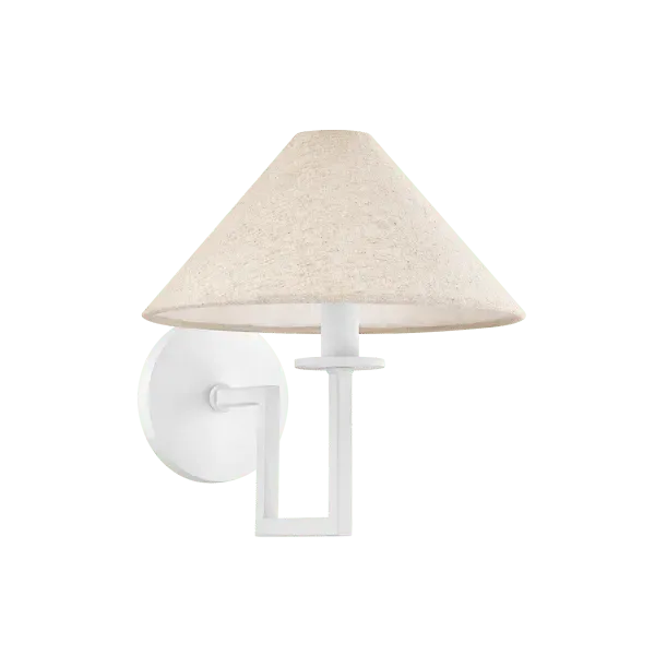 Wall Light with Linen Shade - White, Textured image