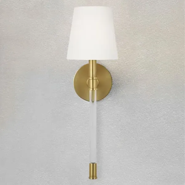 Wall Light with Lucite Stem - Brass, Metal