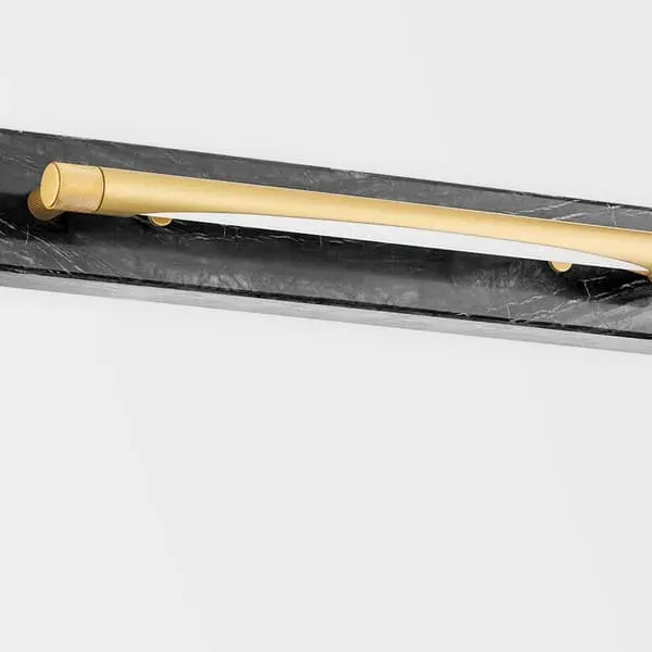 Wall Light with Marble Detail - Black, Brass