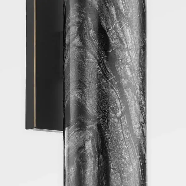 Wall Light with Marble Shade - Black, Brass