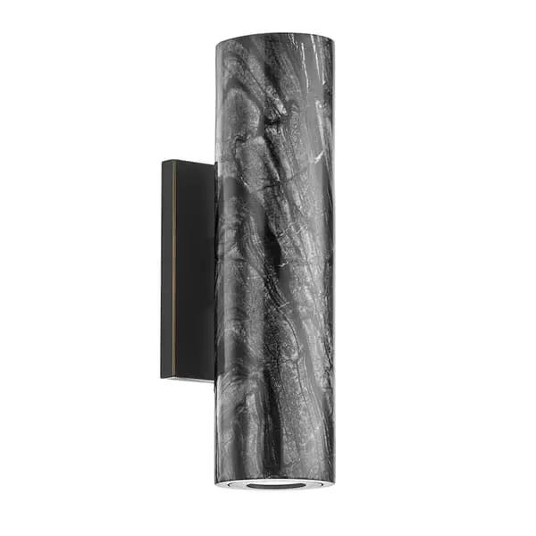 Wall Light with Marble Shade - Black, Brass image