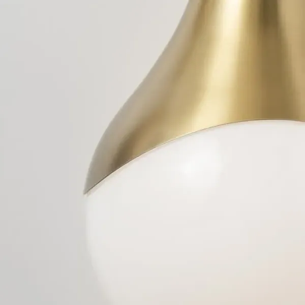 Wall Light with Opal Glass Shade - Brass