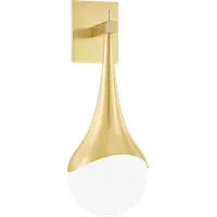 Wall Light with Opal Glass Shade - Brass