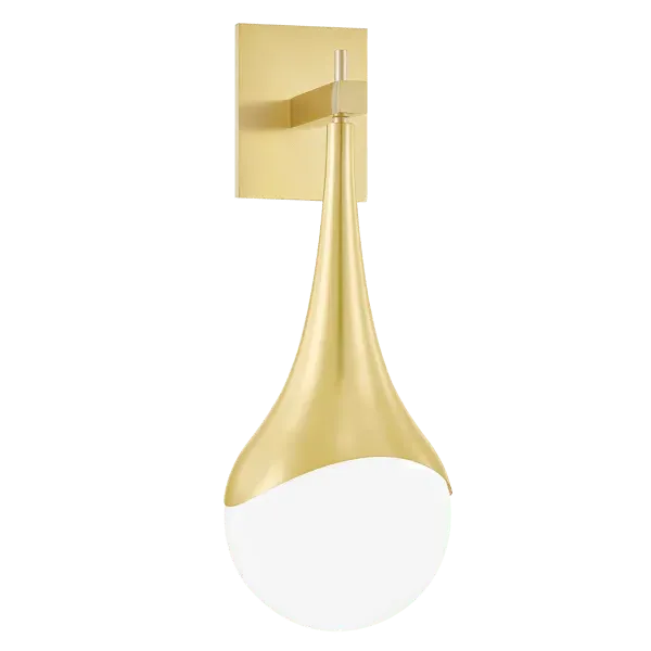 Wall Light with Opal Glass Shade - Brass image