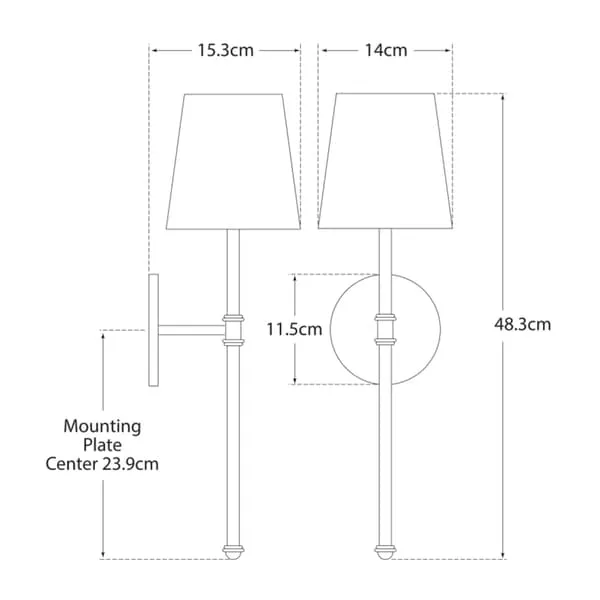 Wall Light with Paper Shade - Bronze, Metal
