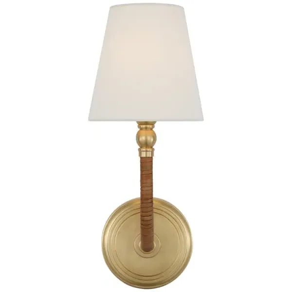 Wall Light with Rattan Detail - Brass