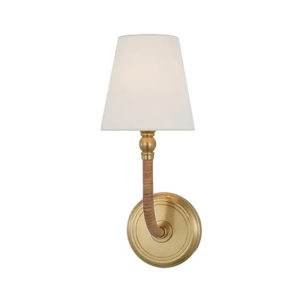 Wall Light with Rattan Detail - Brass image