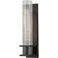 Wall Light with Ribbed Glass - Bronze, Metal