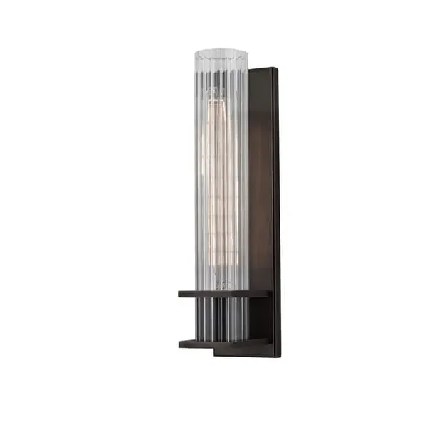 Wall Light with Ribbed Glass - Bronze, Metal image