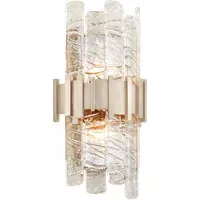 Wall Light with Textured Glass - Brass